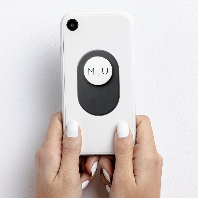 Monogram Simple Modern White & Blue PopSocket (Creator Uploaded)