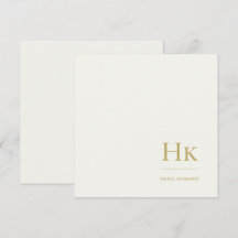 Monogram Simple Monogrammed Ivory Gold Notecard
