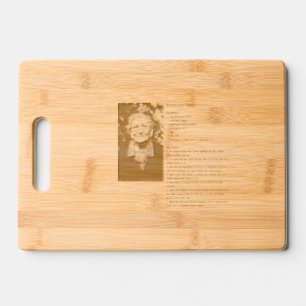 Monogram Simple Photo Grandmas Recipe Engraved Cutting Board