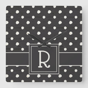 Monogram Simple Signs Step One Square Wall Clock