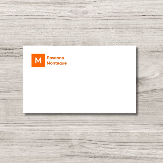 Monogram Simple Sunset Orange Personalized Script  Note Card (Creator Uploaded)