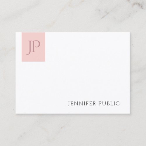 Monogram Simple Template Blush Pink White Elegant Business Card