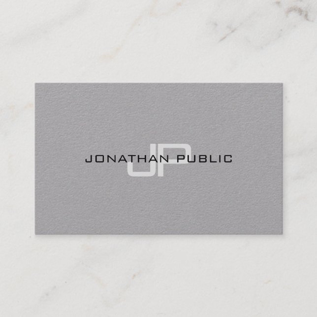 Monogram Simple Template Luxurious Premium Gray Business Card (Front)
