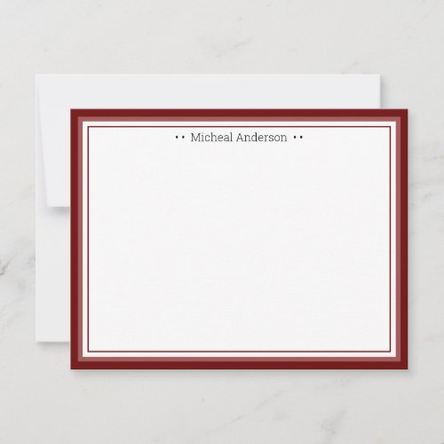 Monogram Simple Wine Border Classic Personalized N Note Card