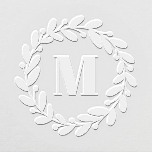 Monogram Single Letter Initial Modern Wreath Embosser