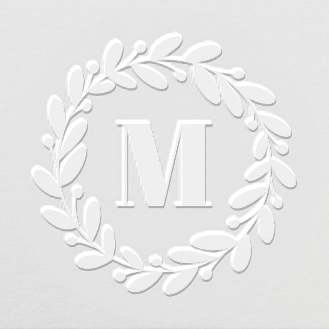 Monogram Single Letter Initial Modern Wreath Embosser (Design)