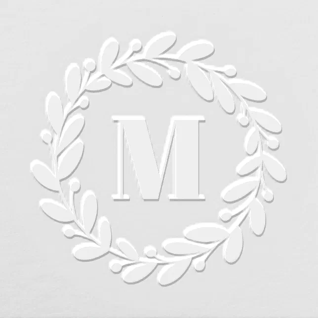 Monogram Single Letter Initial Modern Wreath Embosser | Zazzle