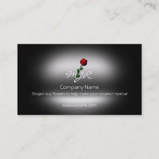 Monogram, Single Stem Rose, metallic-effect Business Card