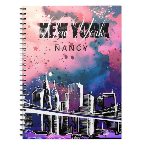 Monogram Sketch New York Skyline Notebook