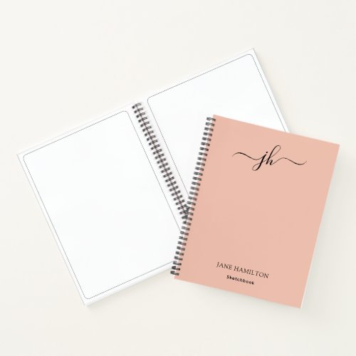 Monogram Sketchbook Peach Notebook