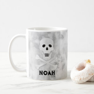 Monogram Skull and Crossbones Halloween Mug