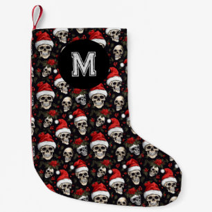 Monogram Skull Santa Xmas Gothic Small Christmas Stocking