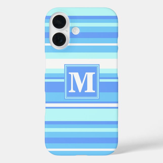 Monogram sky blue stripes Case-Mate iPhone case (Back)