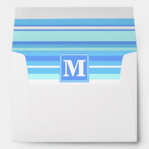 Monogram sky blue stripes envelope