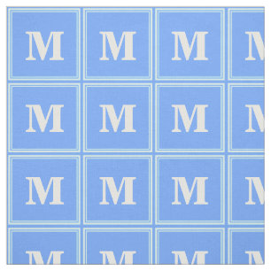 Monogram sky blue stripes fabric