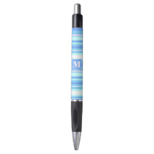 Monogram sky blue stripes pen