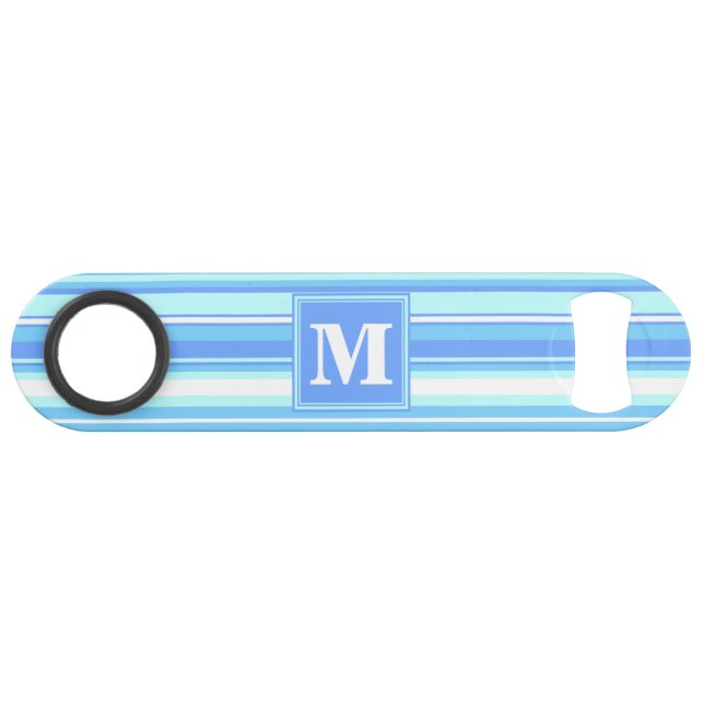 Monogram sky blue stripes speed bottle opener (Front (Horizontal))