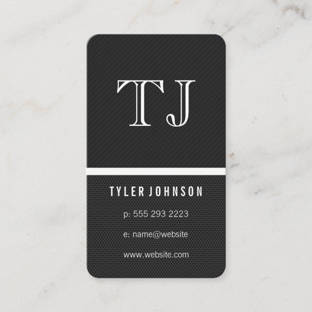 Monogram Sleek Two Tone Pattern Business Card (Front)