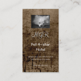 Monogram, Sleeping Pomeranian Puppy, leather-look Business Card