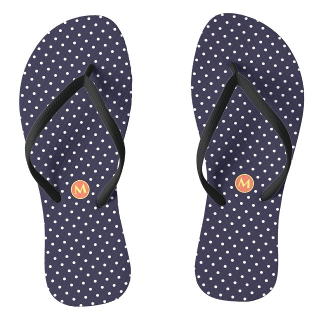 Monogram Small Polka Dot Blue Flip Flops (Footbed)