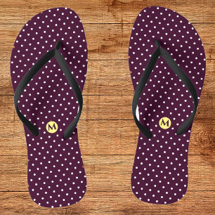 Monogram Small Polka Dot Purple Flip Flops