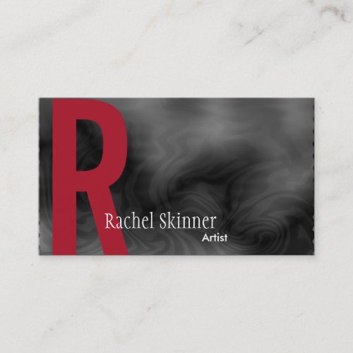 Monogram Smoky Zebra Print Artist Business Card
