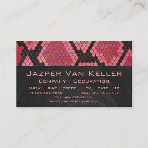Monogram Snake Black and Red Print Business Card