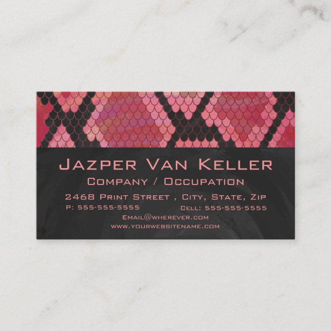 Monogram Snake Black and Red Print Business Card (Front)
