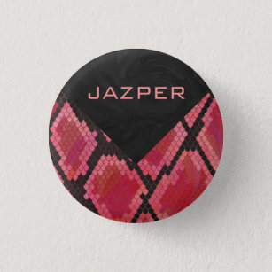 Monogram Snake Black and Red Print Button