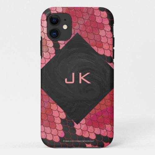 Monogram Snake Black and Red Print iPhone 11 Case