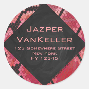 Monogram Snake Black and Red Print Classic Round Sticker
