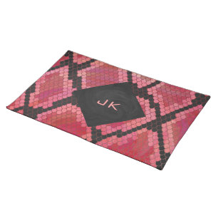Monogram Snake Black and Red Print Cloth Placemat
