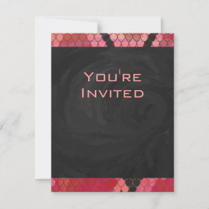 Monogram Snake Black and Red Print Invitation
