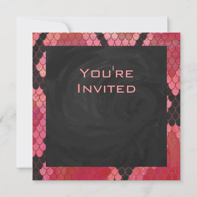 Monogram Snake Black and Red Print Invitation (Front)