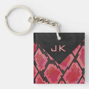 Monogram Snake Black and Red Print Keychain