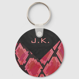 Monogram Snake Black and Red Print Keychain