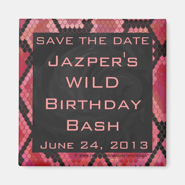 Monogram Snake Black and Red Print Magnet (Front)