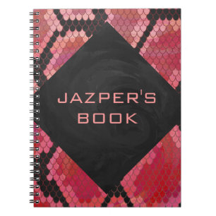 Monogram Snake Black and Red Print Notebook