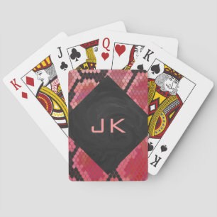 Monogram Snake Black and Red Print Poker Cards