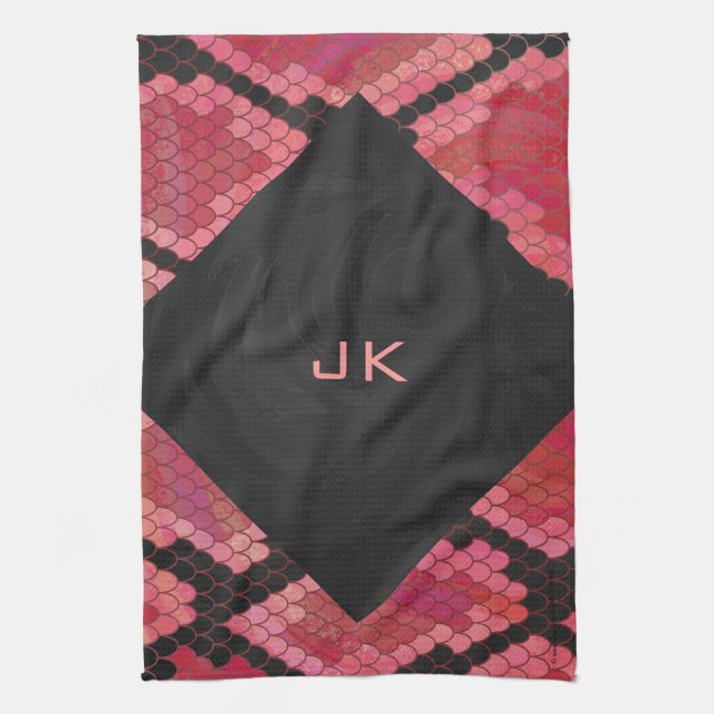Monogram Snake Black and Red Print Towel (Vertical)