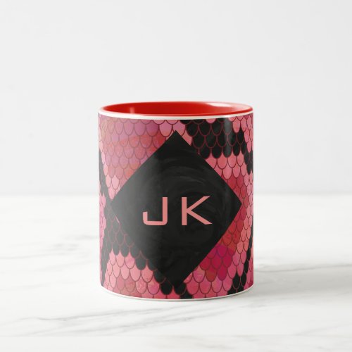 Monogram Snake Black and Red Print Two_Tone Coffee Mug