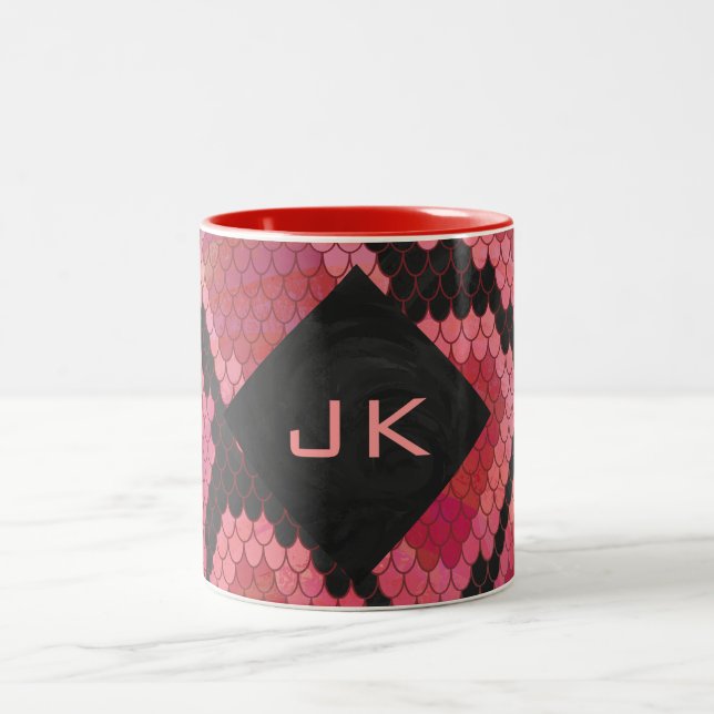 Monogram Snake Black and Red Print Two-Tone Coffee Mug (Center)