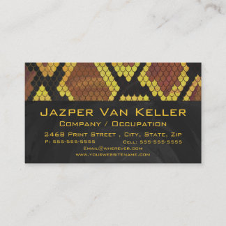 Monogram Snake Brown and Gold Print Business Card