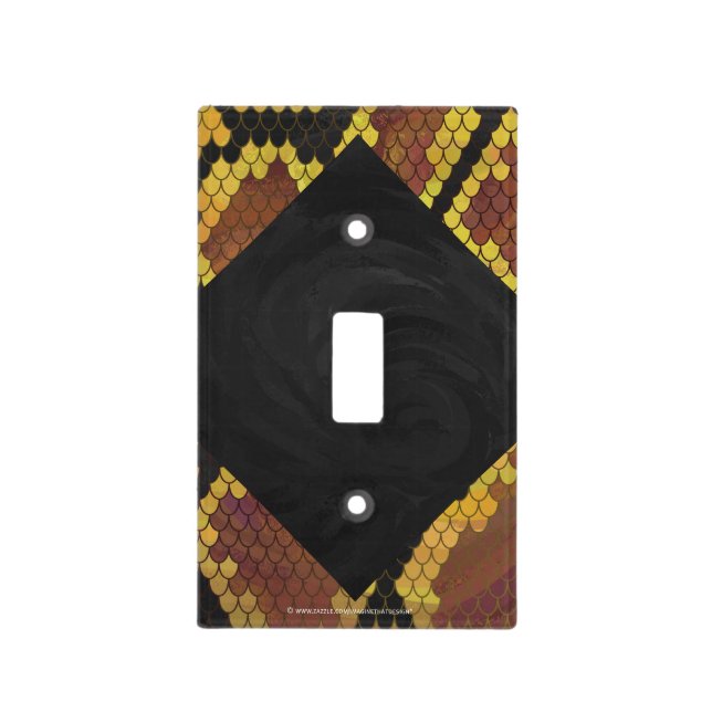 Monogram Snake Brown and Gold Print Light Switch Cover (Front)