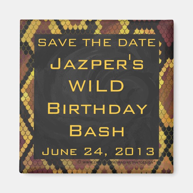 Monogram Snake Brown and Gold Print Magnet (Front)