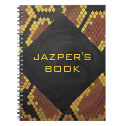 Monogram Snake Brown and Gold Print Notebook