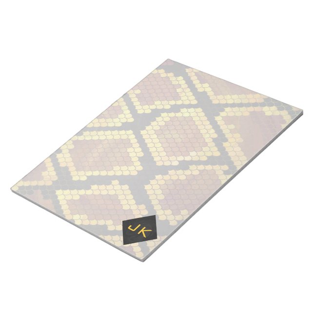 Monogram Snake Brown and Gold Print Notepad (Angled)