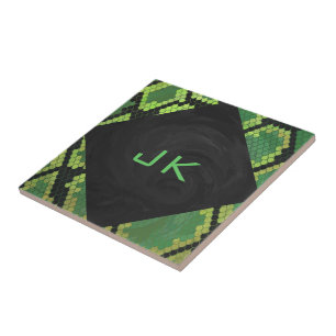 Monogram Snake Green and Black Ceramic Tile