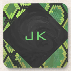 Monogram Snake Green and Black Drink Coaster