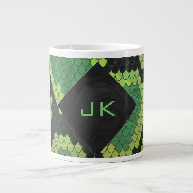 Monogram Snake Green and Black Giant Coffee Mug (Front)